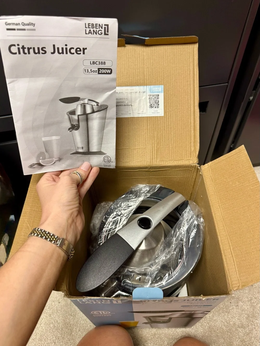 Leben Lang Stainless Silver Electric Citrus Juicer - High Yield